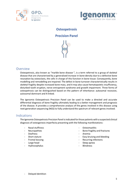 Osteopetrosis Precision Panel Overview Indications