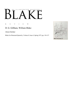 D. G. Gillham, William Blake