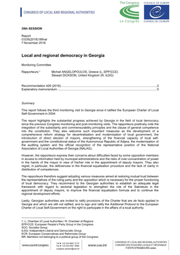 Local and Regional Democracy in Georgia