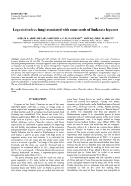 Leguminicolous Fungi Associated with Some Seeds of Sudanese Legumes