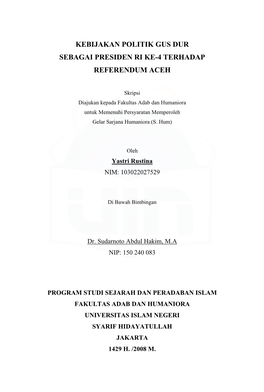 Kebijakan Politik Gus Dur Sebagai Presiden Ri Ke-4 Terhadap Referendum Aceh