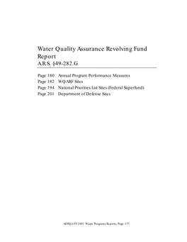 Water Quality Assurance Revolving Fund Report A.R.S