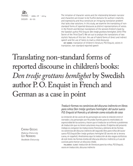 Translating Non-Standard Forms of Reported Discourse in Children's Books