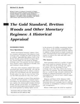 The Gold Standard, Bretton Wood and Other Monetary Regimes