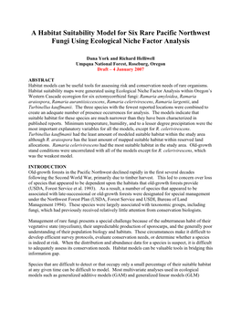 A Habitat Suitability Model for Six Rare Pacific Northwest Fungi Using Ecological Niche Factor Analysis