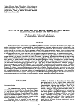 Geology of the Shortland Basin Region, Central Solomons Trough, Solomon Islands-Review and New Findings