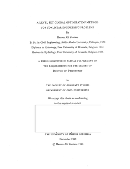 A LEVEL SET GLOBAL OPTIMIZATION METHOD for NONLINEAR ENGINEERING PROBLEMS by Hassen Au Yassien