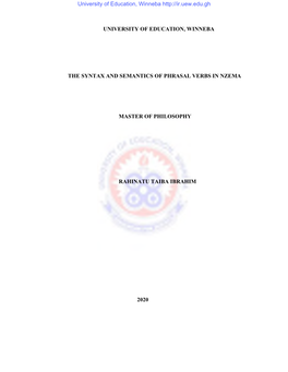 The Syntax and Semantics of Phrasal Verbs in Nzema .Pdf