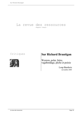 Sur Richard Brautigan