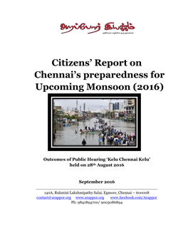 Citizens' Report on Chennai's Preparedness for Upcoming