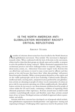 Globalization Movement Racist? Critical Reflections