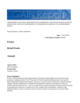 Annual Retail Foods France