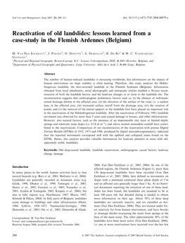 Reactivation of Old Landslides: Lessons Learned from a Case-Study in the Flemish Ardennes (Belgium)