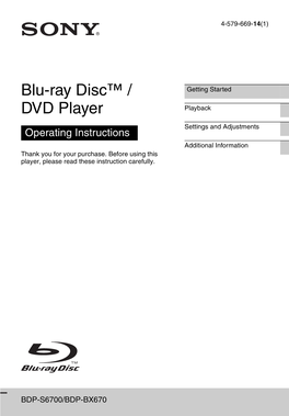 Blu-Ray Disc™ / DVD Player