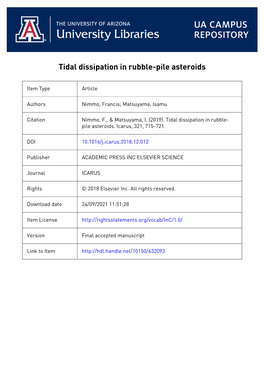 Tidal Dissipation in Rubble-Pile Asteroids