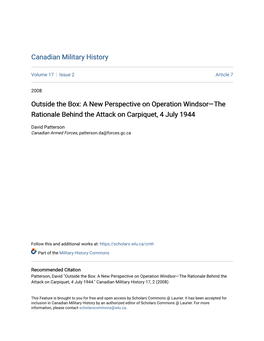 A New Perspective on Operation Windsorâ•Flthe Rationale Behind