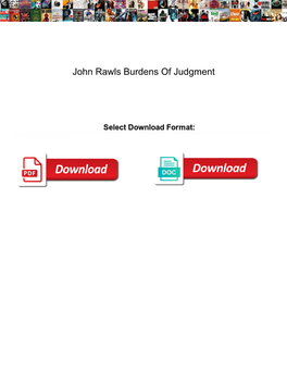 John Rawls Burdens of Judgment
