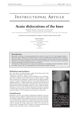 Acute Dislocations of the Knee