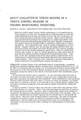 Safety Evaluation of Forced Weaving As a Traffic Control Measure in Freeway Maintenance Operations