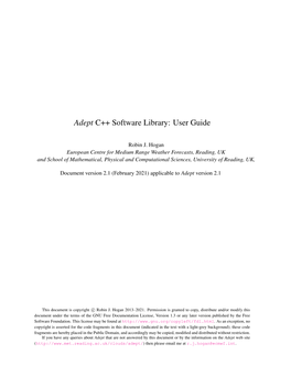 Adept C++ Software Library: User Guide