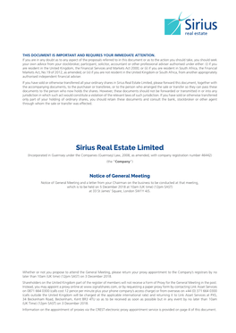 Sirius Real Estate Limited