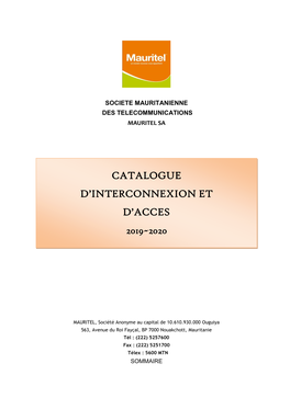 Catalogue D'interconnexion Et D'acces ~
