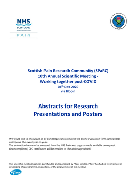 Abstracts for Research Presentations and Posters