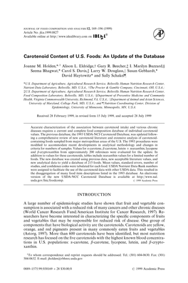 Carotenoid Content of U.S. Foods: an Update of the Database