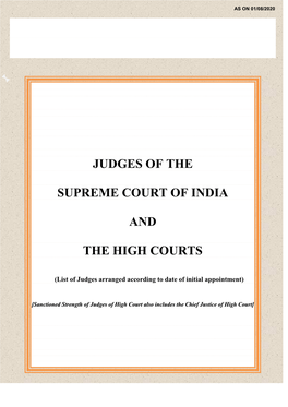 List of Supreme Court and High Courts Judges (As on 01.08.2020)