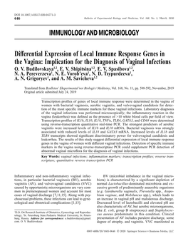 IMMUNOLOGY and MICROBIOLOGY Differential Expression of Local