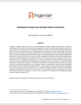 Probabilistic Seismic Soil Response Model for Bogotá