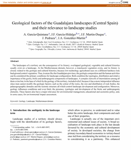 Geological Factors of the Guadalajara Landscapes (Central Spain) and Their Relevance to Landscape Studies