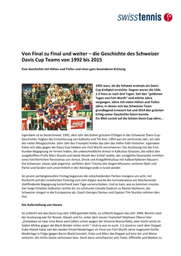 Die Geschichte Des Schweizer Davis Cup Teams Von 1992 Bis 2015