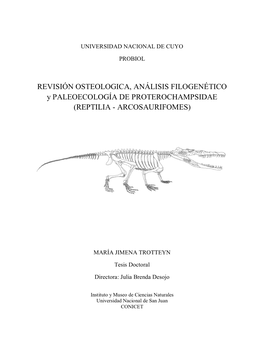 REVISIÓN OSTEOLOGICA, ANÁLISIS FILOGENÉTICO Y PALEOECOLOGÍA DE PROTEROCHAMPSIDAE (REPTILIA - ARCOSAURIFOMES)