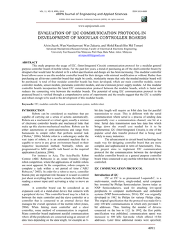 Evaluation of I2c Communication Protocol in Development of Modular Controller Boards