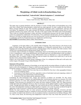 Morphology of Gilaki Words in Kouchesfahan, Iran