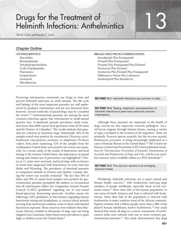 Drugs for the Treatment of Helminth Infections: Anthelmintics 13 Tad B