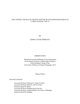 The Black Church and the Black Power Movement in Cairo, Illinois, 1969-74