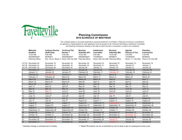 2016 Planning Commission Calendar