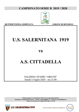 U.S. SALERNITANA 1919 Vs A.S. CITTADELLA