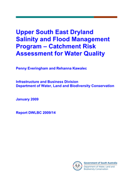 Upper South East Dryland Salinity and Flood Management Program – Catchment Risk Assessment for Water Quality