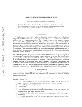 SURFACE-AREA-MINIMIZING N-HEDRAL TILES