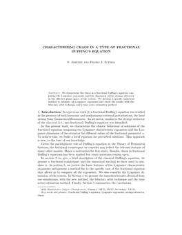 A Fractional Duffing's Equation Com­ Puting the Lyapunov Exponents and the Dimension of the Strange Attractor in the Effective Phase Space of the System