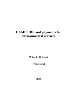 CAMPFIRE and Payments for Environmental Services