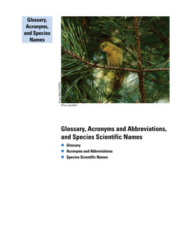 Glossary, Acronyms, and Species Names