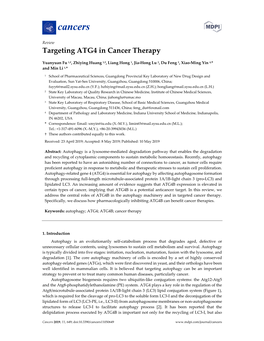 Targeting ATG4 in Cancer Therapy