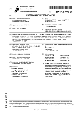 Piperidine Derivatives Useful As Ccr5