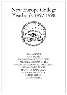 New Europe College Yearbook 1997-1998
