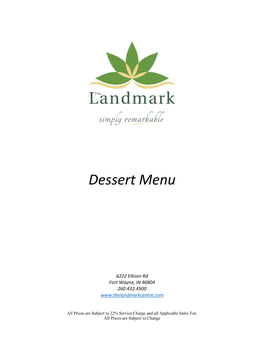 Dessert Menu