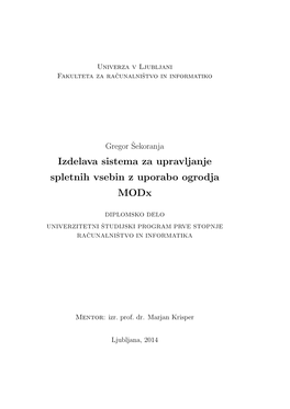 Izdelava Sistema Za Upravljanje Spletnih Vsebin Z Uporabo Ogrodja Modx